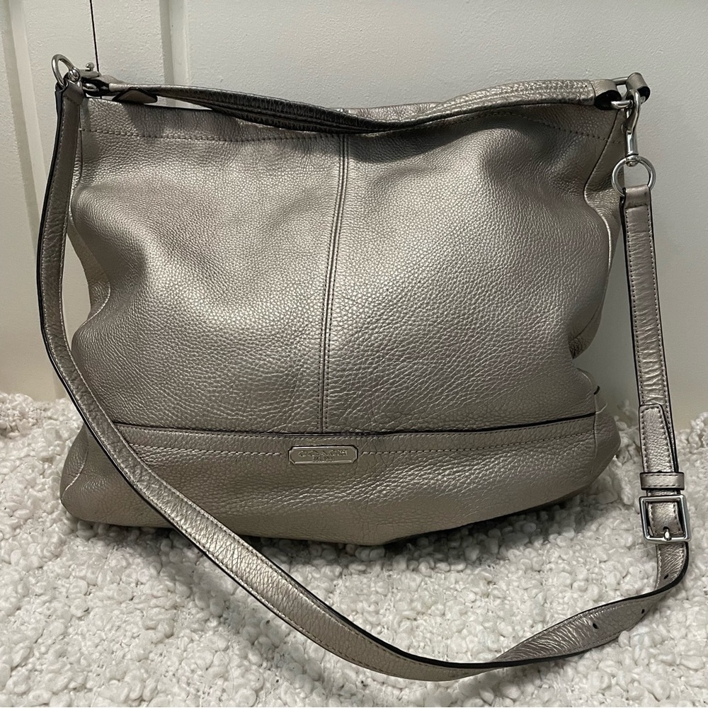 Coach Silver Leather Hobo Purse Bag Two Strap Lengths